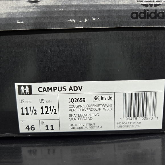 New Adidas Campus ADV \'Court Green\' Men\'s Skateboarding Shoes Size 11.5 main image 6